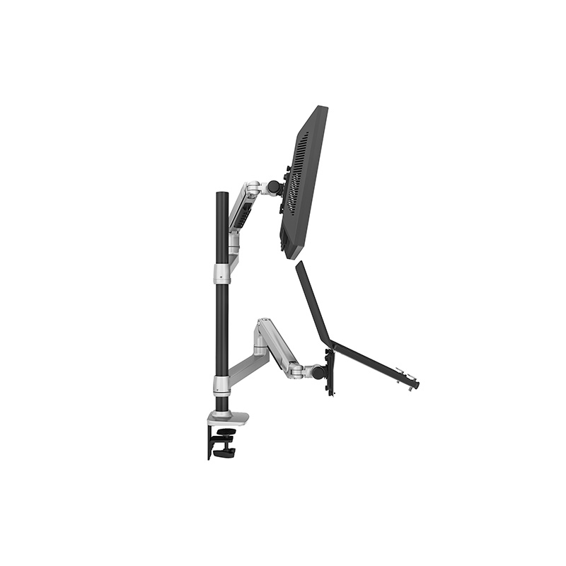 V6-2S-T Mechanical spring dual monitor arm with laptop tray